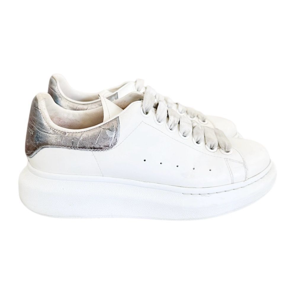 RARE ALEXANDER MCQUEEN Oversized Sneakers in White / Gunmetal Croc - Picture 3 of 6